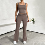 Dili Women's Clothing 2025 Spring And Summer Leisure Solid Color Repair Vest Long Pants Set