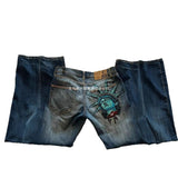 Trendy Statue Of Liberty Jeans Men And Women With The Same Water Wash Old Loose Straight Pants Tide 68HZ