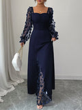 Dili Elegant Temperament Hollow Long Sleeve Long Skirt Dress Women's Dress 2025 Autumn And Winter