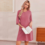 Lady Pajamas Waffle Five-Sleeves Before Zipper Homewear Casual Pajamas Girl