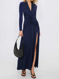 Dili Elegant Deep V Long Sleeve Long Dress Dress Women's Winter 2025