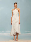 Women's Fashion Folds Hanging Neck Sexy Dress Holiday Seaside Dress Hottie Hanging Neck