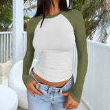 Dili 2025 Spring/Summer Y2K Blouse Women's Sexy Collared Long-Sleeved T-Shirt Women's Clothing