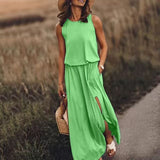 2026 Summer New Holiday Wind Solid Colored Rounded Clame Suspension Lantern Fork Dress Dress