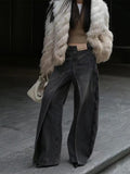 Vintage Deconstruction Style Is Two-Wear Jeans Women's Y2k High Street Design Feeling Length Leisure Wide Leg Pants Tide 68HZ
