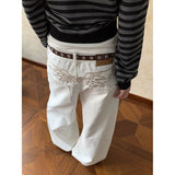High Street Vibe Blue Jeans Women Y2k Water Wash Loose High-Waist Straight Trousers Tide 68HZ