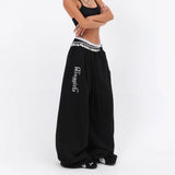 Vintage New Street Dance Jazz Large Version Of Loose Casual Trousers Women's Luminous Print Straight Sweats 68HZ