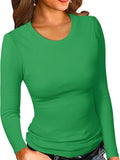 2025 New Women's Modale Ro-Necked T-Shirt Basic Solid Long Sleeve
