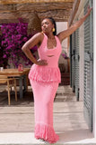 2025 Sling Spring/Summer Black Wave Tuxedo Knitted Dress Women's Dress