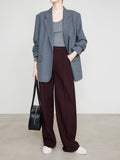 Ancora Red Straight Trousers Long Trousers Women's New Thick Thighs Broad-Legged Suit Pants