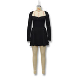 Women's Clothing 2025 New Autumn Sexy Long Sleeve Bra Body A Word Swing Short Dress