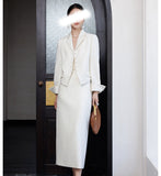 Fashion White Suit Suit Female New Light Luxury High-End Temperament Short Top Dress