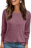 2025 Women's Simple Commuter T-Shirt Women's Pit Round Neck Long-Sleeved Top