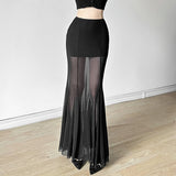 Spring 2025 New Women's Solid Color Body Street Fashion High-Waisted Hip Net Half-Dress Skirt 68HZ