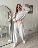 Casual Sports Ladies Set Solid Color Long Sleeve Zipper Jacket Tight Pants Two-Piece Set 68HZ