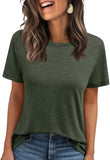 2025 Women's Round Neck New Casual Loose Solid Color Short-Sleeved T-Shirt