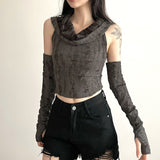 2025 Summer New Women's Solid Color Body Open Umbilly Street Fashion Hoodless Sleeve Vest Woman 68HZ