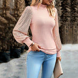 Dili Women's Clothing 2025 Autumn And Winter Half-High-Collar Long-Sleeved Sleeves Spliced Knitted Top