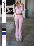 Dili Y2K Sports Style T-Shirt Yoga Trousers Two Sets Of Women's Clothing 2025 Autumn And Winter