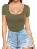 2025 Sexy Women's Low Round Collar Short-Sleeved T-Shirt T-Shirt