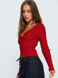 Women's Clothing 2025 Autumn And Winter Explosion V-Neck Long-Sleeved Ribnecked Cardigan Commuting Exquisite Women's Clothing Top