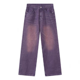 Vintage Purple Jeans Men's Niche High-End Straight-Legged Casual Drag Long Pants New 68HZ