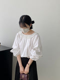 2025 Spring Bat Sleeve Lotus Side With Shirt Women's Shirt Back Bow Chic Design Top