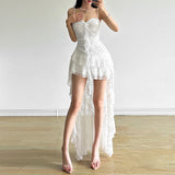 2025 Summer New Women's Solid Color Dress Street Fashion High-Rise Sling Ribbon Bare Back Dress 68HZ