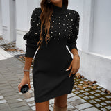 Dili Elegant Windy Solid-Sleeved Sweater Dress Dress Women's Dress 2025 Autumn And Winter