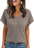 2025 Summer Blouse Women's Short-Sleeved Casual V-Necked T-Shirt