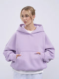 Women's Casual Casual Solid-Color Hoodie Collection Long-Sleeved Short Top Pocket Sweater 68HZ
