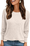 2025 Women's Simple Commuter T-Shirt Women's Pit Round Neck Long-Sleeved Top