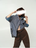 Design-Sense Shirt Denimed Stitched Cotton Stripes Loose And Fashionable Casual Shirt For Women