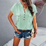 Dili Women's Shirt 2025 Spring And Summer Temperament Casual V-Neck Top
