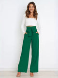 Fashion New Women's Trousers Casual Broad Leg Trousers With Belt Temperament Commuter Pants