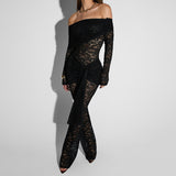Women's 2025 Summer New Lace Splicing Sexy Babes Perspective Conjoined Trousers