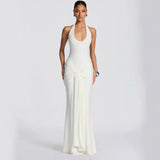 2025 Women's New Ribbon Splicing Slings Long Skirts To Hang Neck Dress Dress
