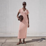 Sexy Self-Pairing Casual Striped Set Of Color Corset Tsets Fashion Tight Trousers Two-Piece Set 68HZ