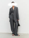Spring New Fashionable Loose Feeling Old Money Style Wearing A 3-Piece Suit Vest Broad Leg Pants Set