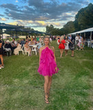 2025 Summer Holiday Wind Hanging Neck Three-Dimensional Flowers Hanging Dress Small Pure Lust Wind Seaside Holiday Dress