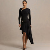 Autumn 2025 New Fashion Temperament Body-Body-In-Scuffed And Sexy Folding Folding Irregular Bag-Groom Dress