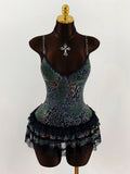 2025 Hottie Sexy Leopard Print Around The Neck Lotus Strap Sling Vest Low Chest Bare Back Dress