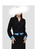 Internal Temperament Suit Colliding Long Sleeve Top Half Dress Two-Piece Outerwear Suit