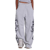 New Retro Print Trousers Men's And Women's High Street Design Trousers 68HZ