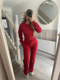 Women's Autumn And Winter New Fashion Casual Set Solid Zipper Open Shirt Straight Trousers Set 68HZ