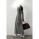 Mid-Long Dress Female Medard Color Quiet Luxury Style Simple Thin Inner Air Layer Bottom Dress