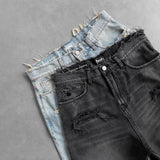Vintage Trendy Denim Shorts Men's High Street Embroidered Five-Point Trousers Loose Trousers 68HZ