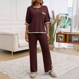 Dili 2025 Autumn And Winter Women's Temperament Commuting Short-Sleeved Trouser Sweater Set