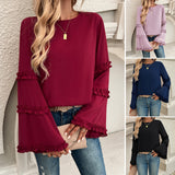 Dili 2025 Autumn And Winter New Temperament Lady Loose Horn Long-Sleeved Top Women's Clothing