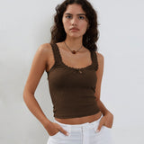 Y2K Women's New Pure Mb Sling Belt Vest With Lace Slimming Top Hottie Summer